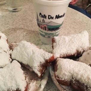Beignets and chicory coffee at Cafe du Monde